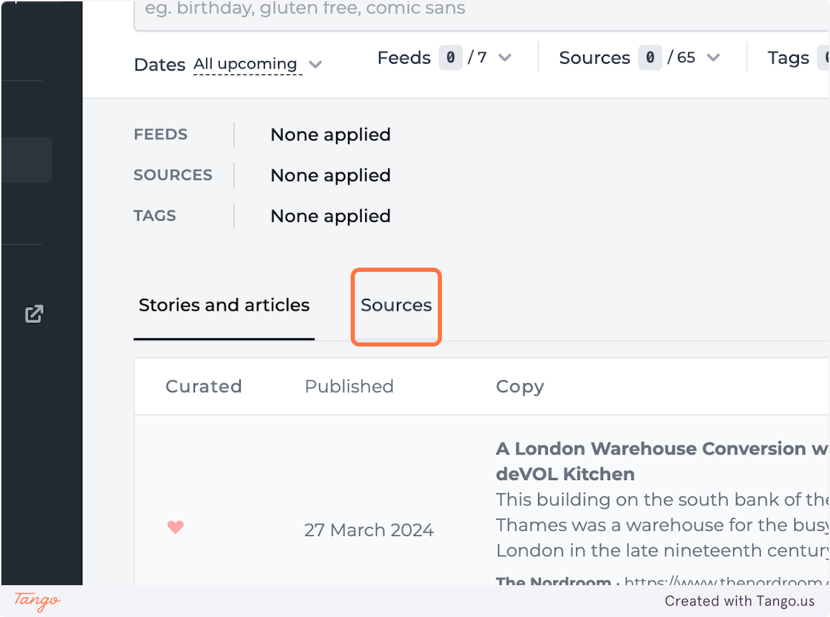 Click on Sources